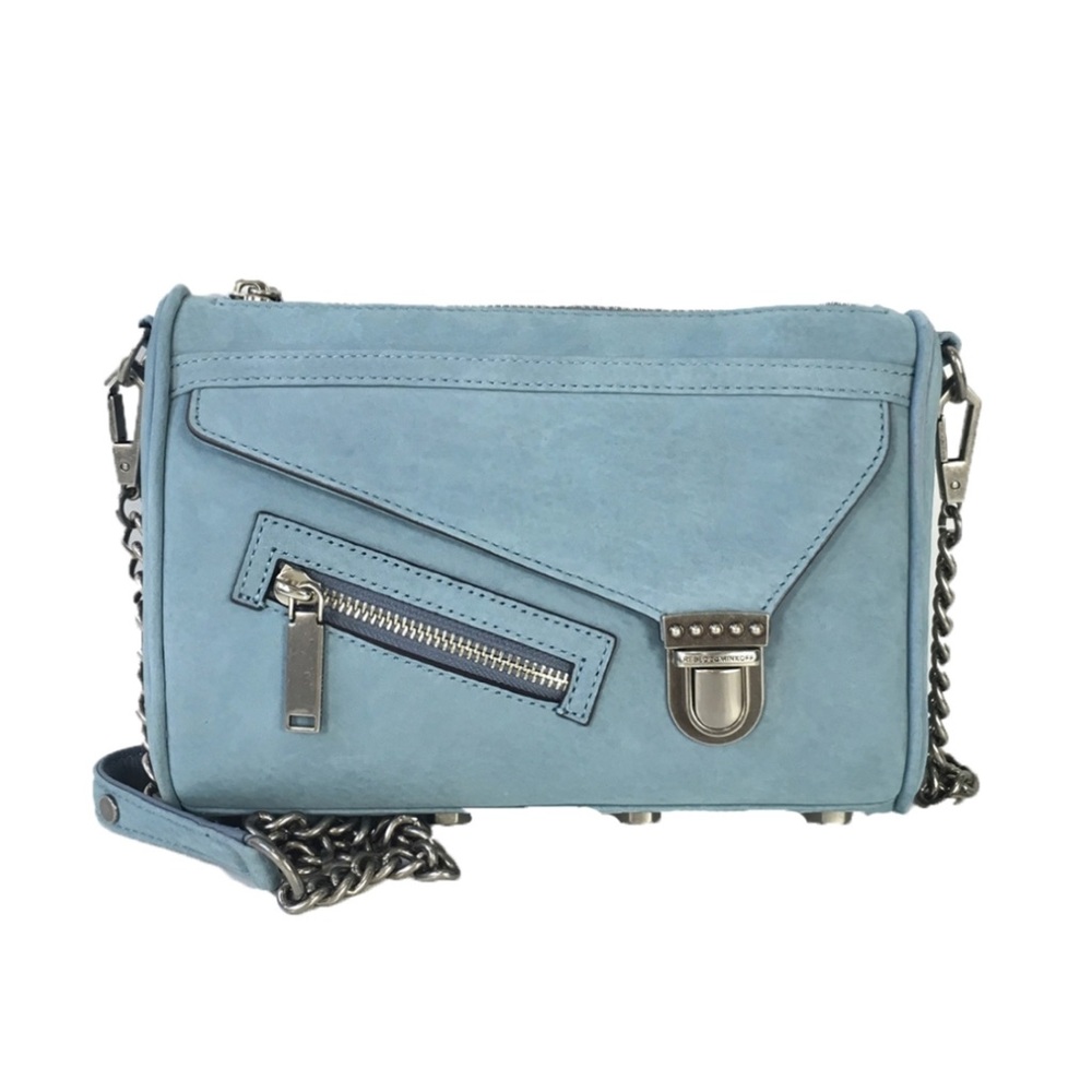 Rebecca Minkoff Jamie Dusty Blue Leather Crossbody Clutch Purse Y2K